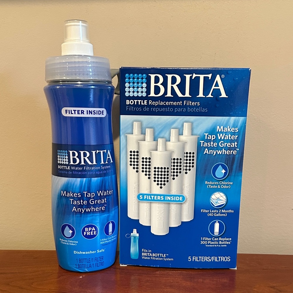 Brita Blue Water Bottle with White Filters